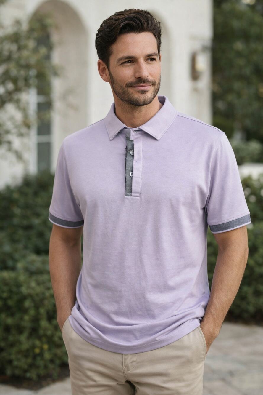 Tasso Elba XL Supima Cotton Polo Lavender NWT Soft Luxury Short Sleeve